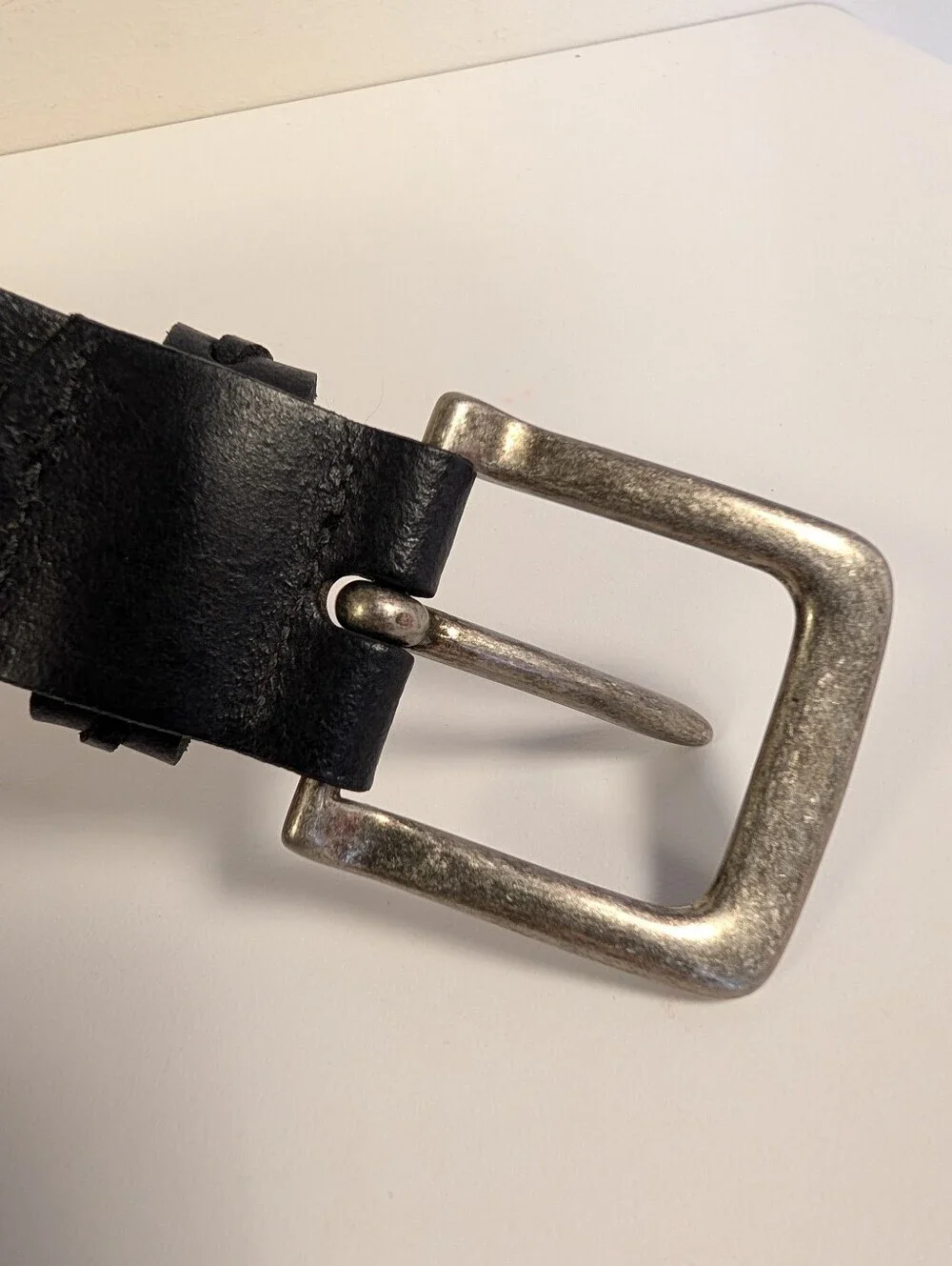 Levi's Black Genuine Italian Leather Whipstitch Belt 38 Rustic Casual